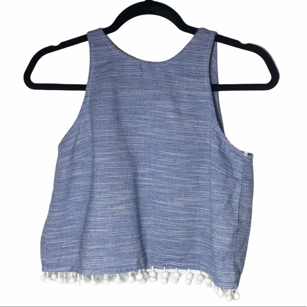 Revolve Line & Dot Halter Pom Pom Tank XS